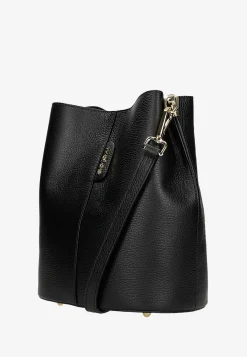 Czarna skórzana torebka damska bucket bag
