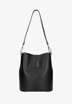 Czarna skórzana torebka damska bucket bag