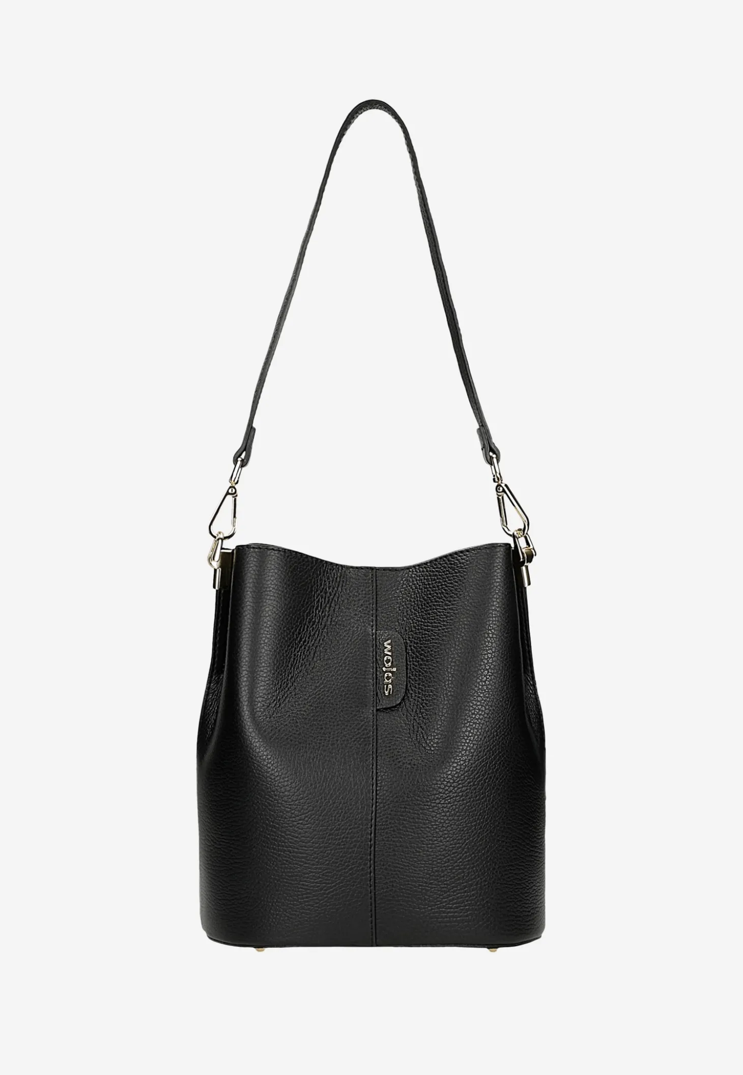 Czarna skórzana torebka damska bucket bag