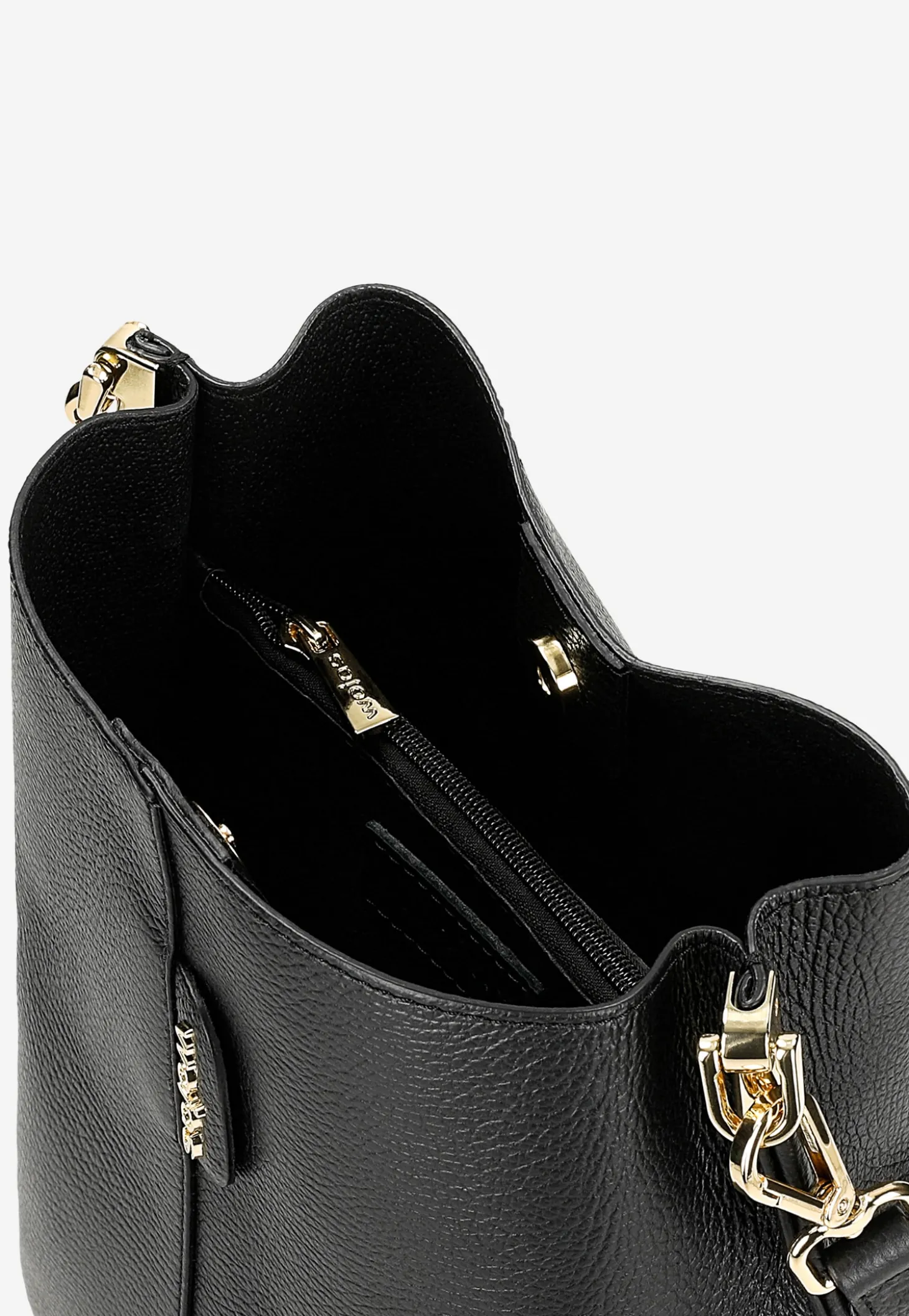 Czarna skórzana torebka damska bucket bag