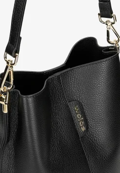 Czarna skórzana torebka damska bucket bag
