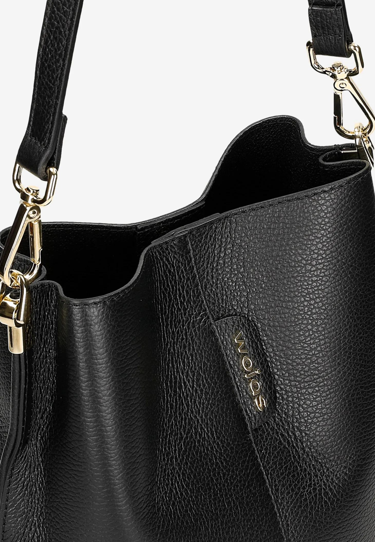 Czarna skórzana torebka damska bucket bag