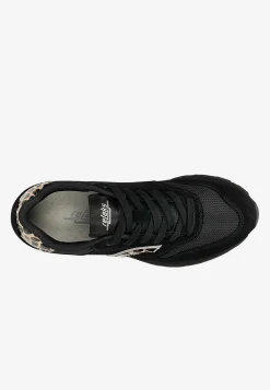 Czarne damskie sneakersy z panterką RELAKS