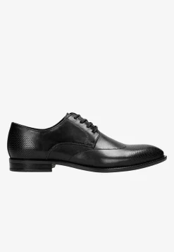 Czarne eleganckie buty męskie ze skóry licowej