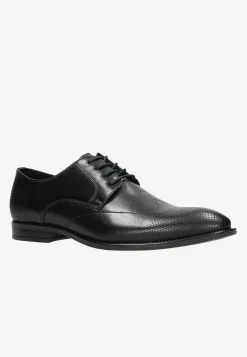 Czarne eleganckie buty męskie ze skóry licowej