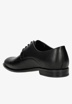 Czarne eleganckie buty męskie ze skóry licowej