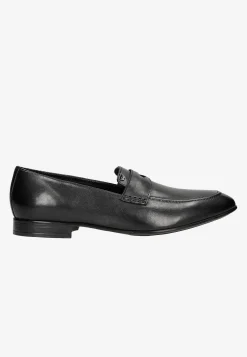 Czarne eleganckie loafersy męskie ze skóry licowej