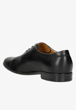Czarne eleganckie półbuty męskie ze skóry licowej