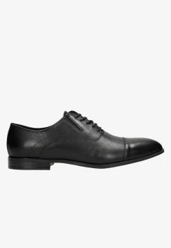 Czarne eleganckie półbuty męskie quarter brogue