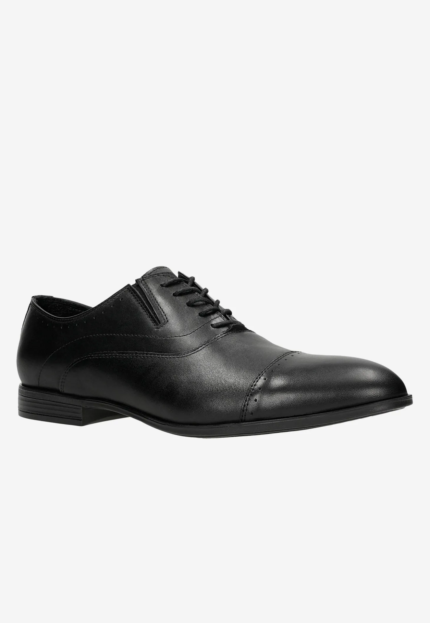 Czarne eleganckie półbuty męskie quarter brogue