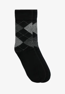 Czarne eleganckie skarpety w popielate romby