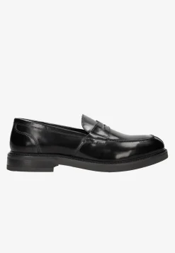 Czarne lakierowane mokasyny męskie typu penny loafers