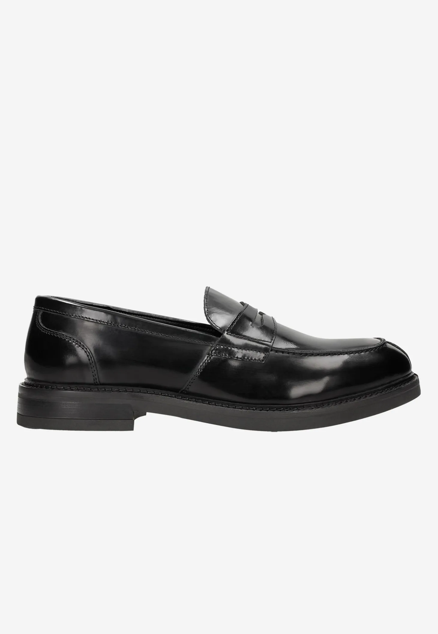 Czarne lakierowane mokasyny męskie typu penny loafers