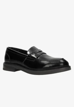 Czarne lakierowane mokasyny męskie typu penny loafers