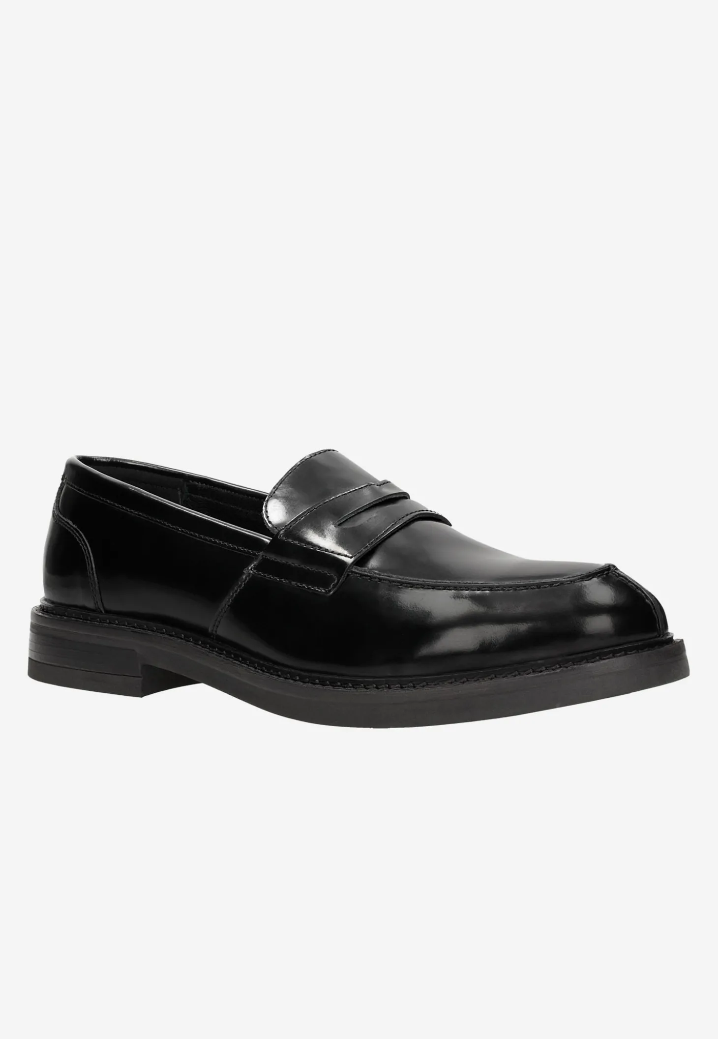 Czarne lakierowane mokasyny męskie typu penny loafers