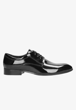Czarne lakierowane męskie półbuty w stylu formal