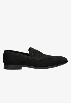 Czarne loafersy męskie z nubuku