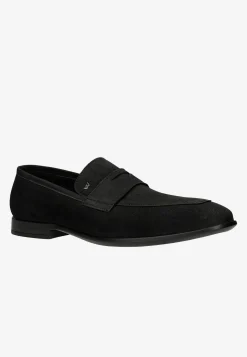 Czarne loafersy męskie z nubuku