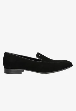Czarne loafersy męskie z weluru