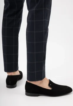 Czarne loafersy męskie z weluru