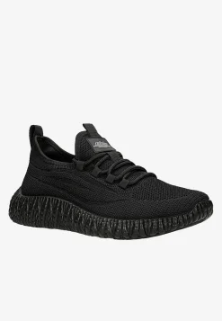 Czarne materiałowe sneakersy RELAKS na żłobionej podeszwie