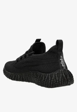 Czarne materiałowe sneakersy RELAKS na żłobionej podeszwie