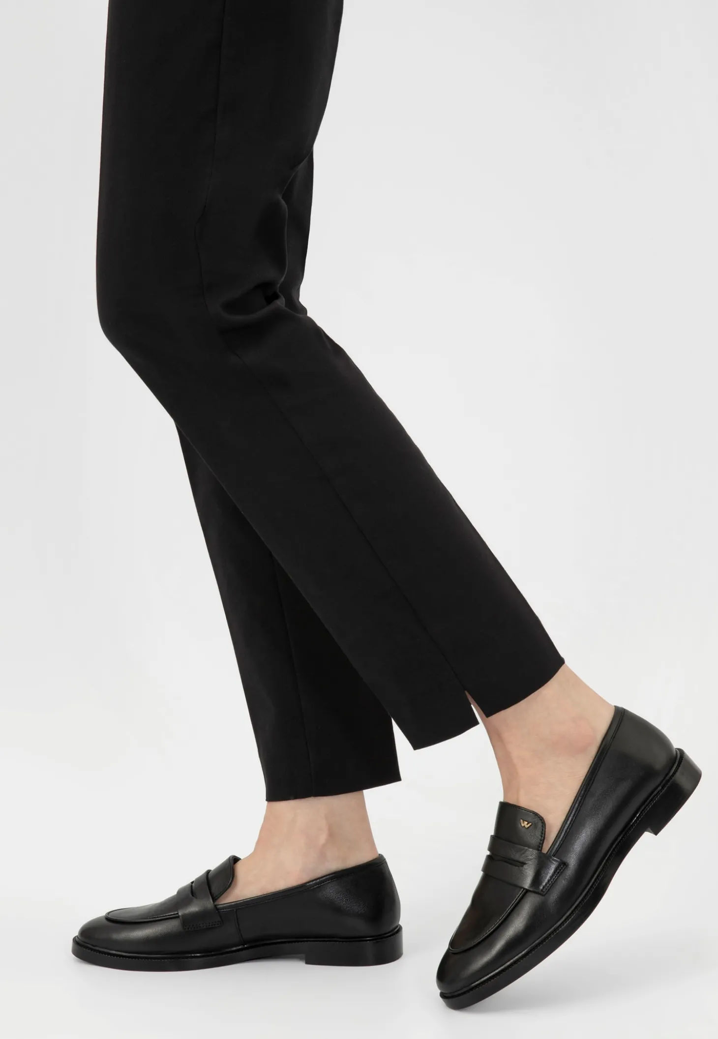Czarne skórzane mokasyny damskie penny loafers