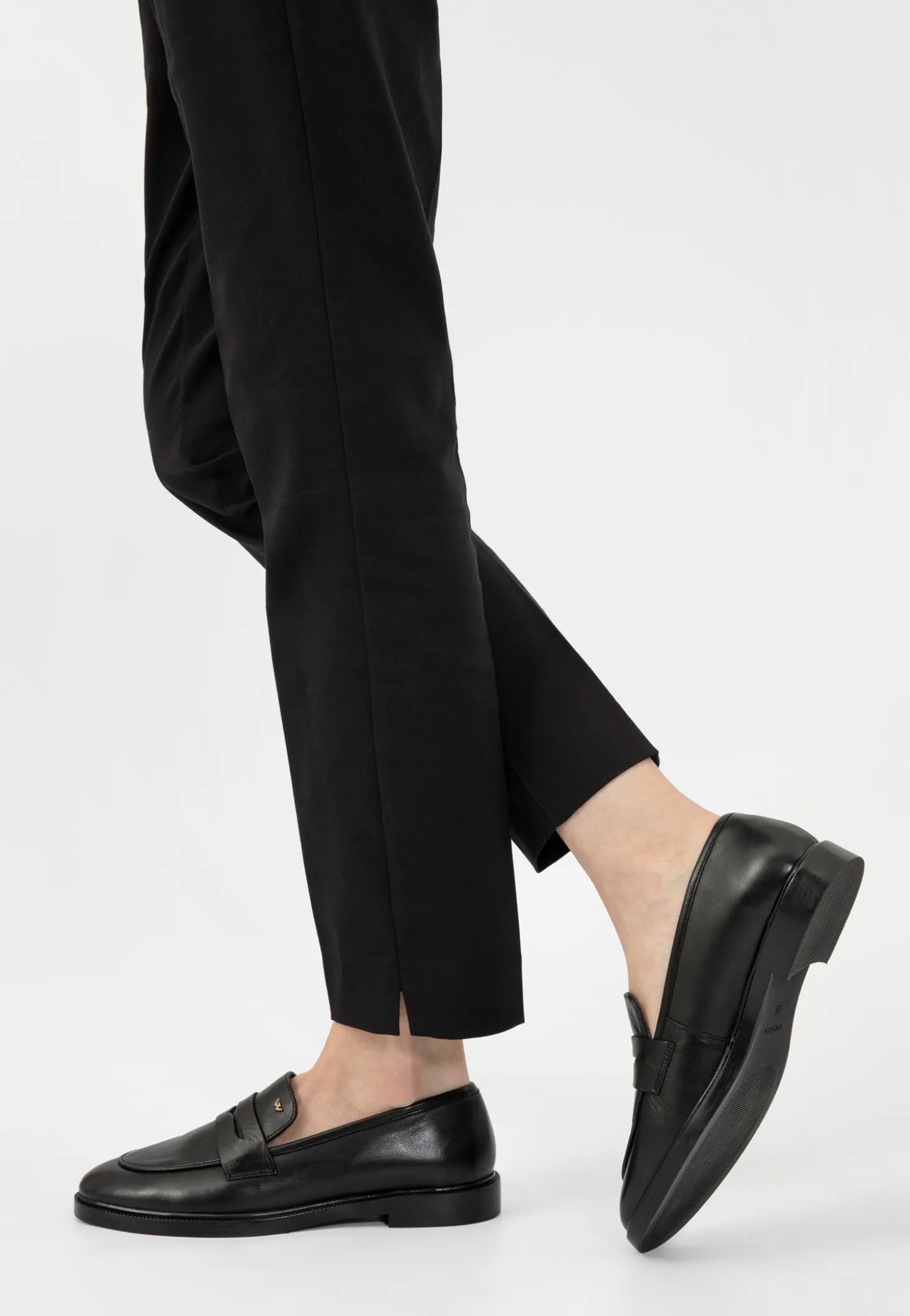 Czarne skórzane mokasyny damskie penny loafers