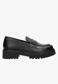 Czarne skórzane mokasyny penny loafers