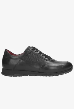 Czarne skórzane półbuty męskie typu sneakers