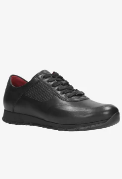 Czarne skórzane półbuty męskie typu sneakers