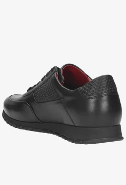 Czarne skórzane półbuty męskie typu sneakers