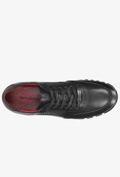 Czarne skórzane półbuty męskie typu sneakers