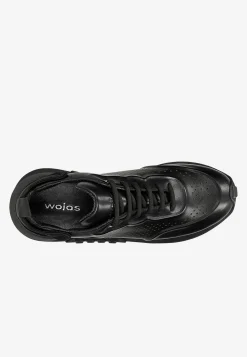 Czarne skórzane sneakersy damskie