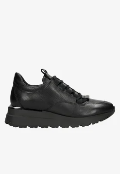 Czarne sneakersy damskie na wysokiej podeszwie