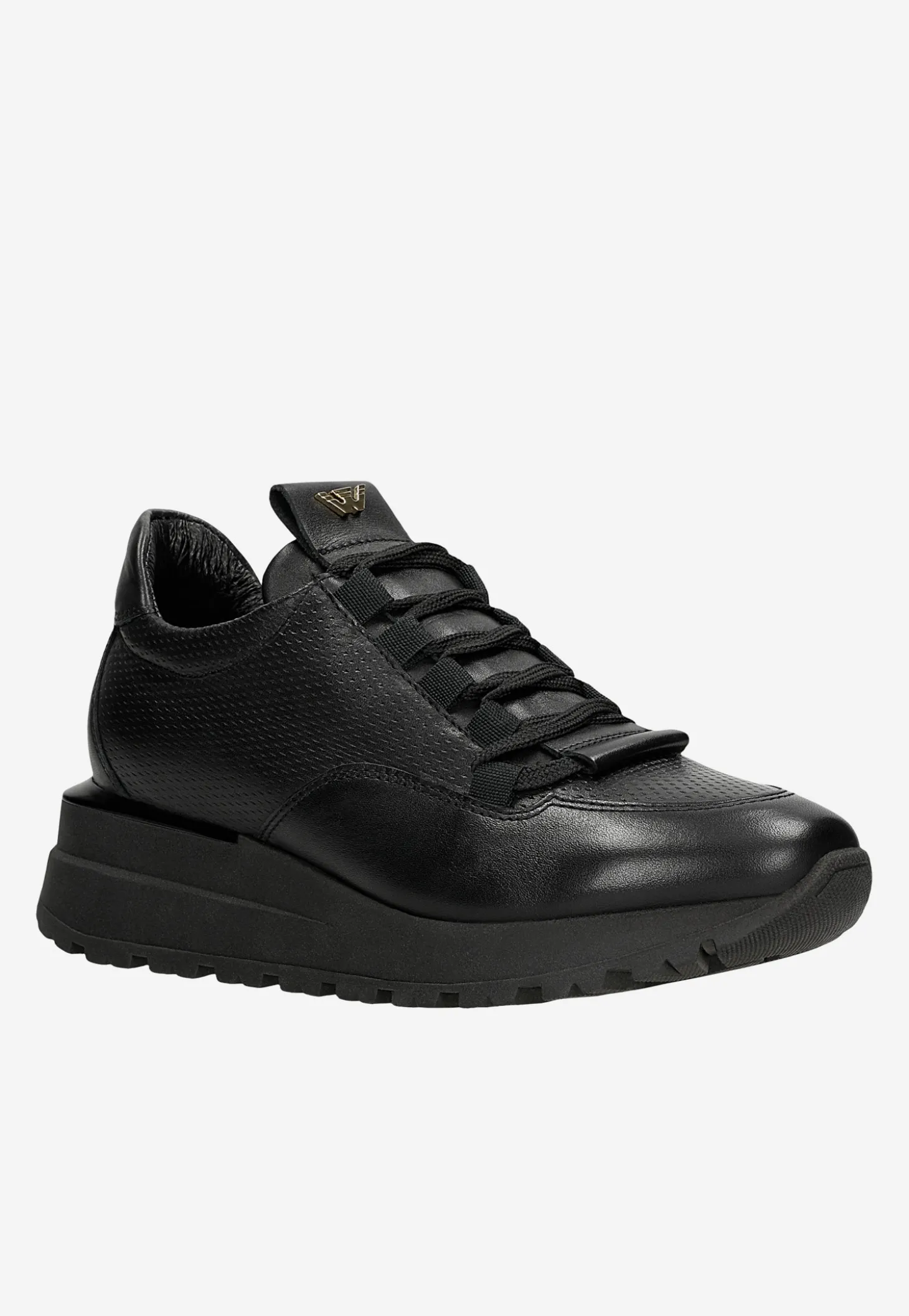 Czarne sneakersy damskie na wysokiej podeszwie