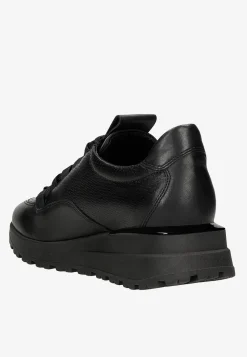 Czarne sneakersy damskie na wysokiej podeszwie