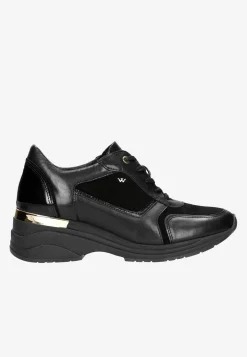 Czarne sneakersy damskie ze złotymi elementami