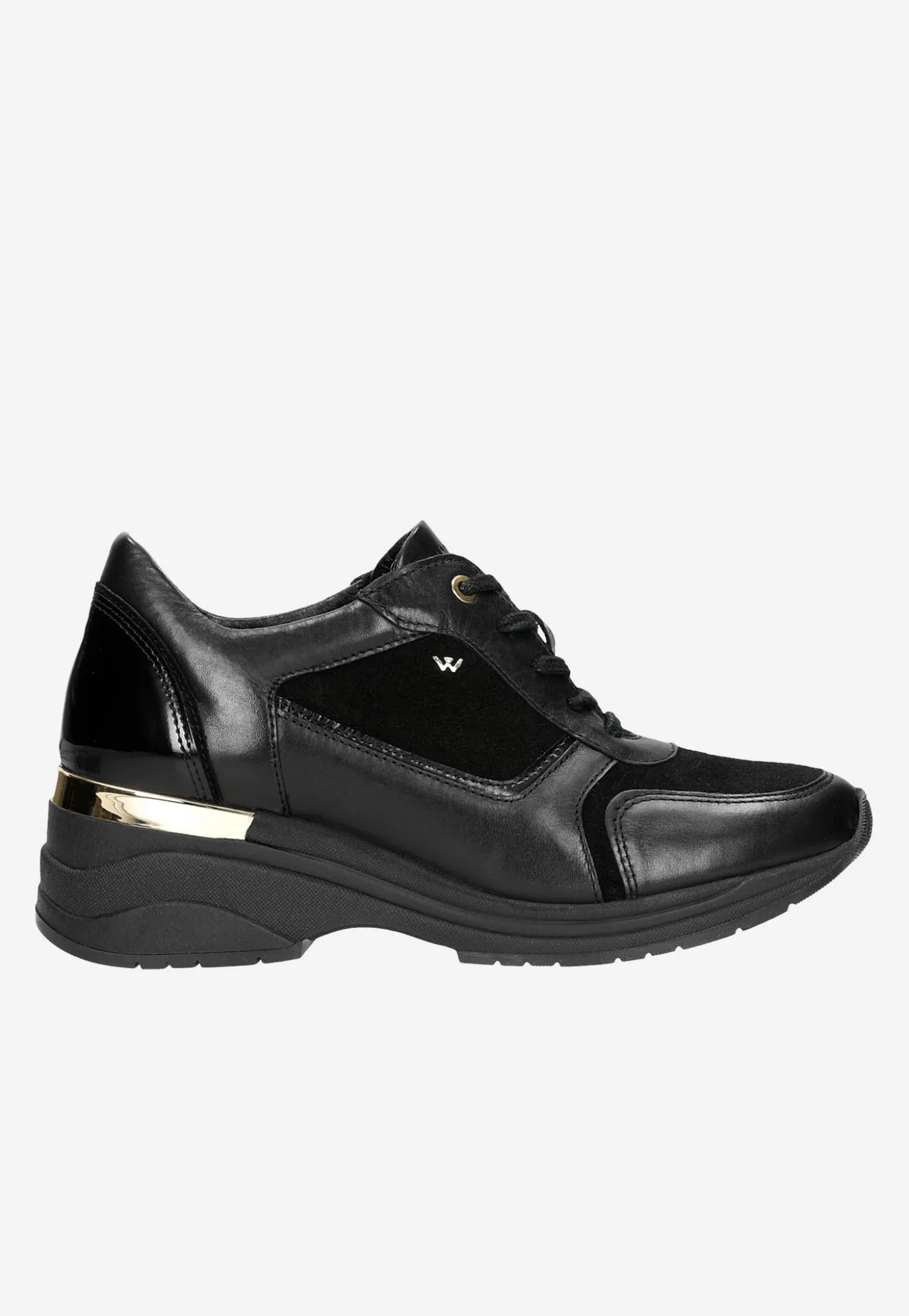 Czarne sneakersy damskie ze złotymi elementami