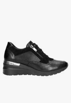 Czarne sneakersy damskie z ozdobnym zamkiem