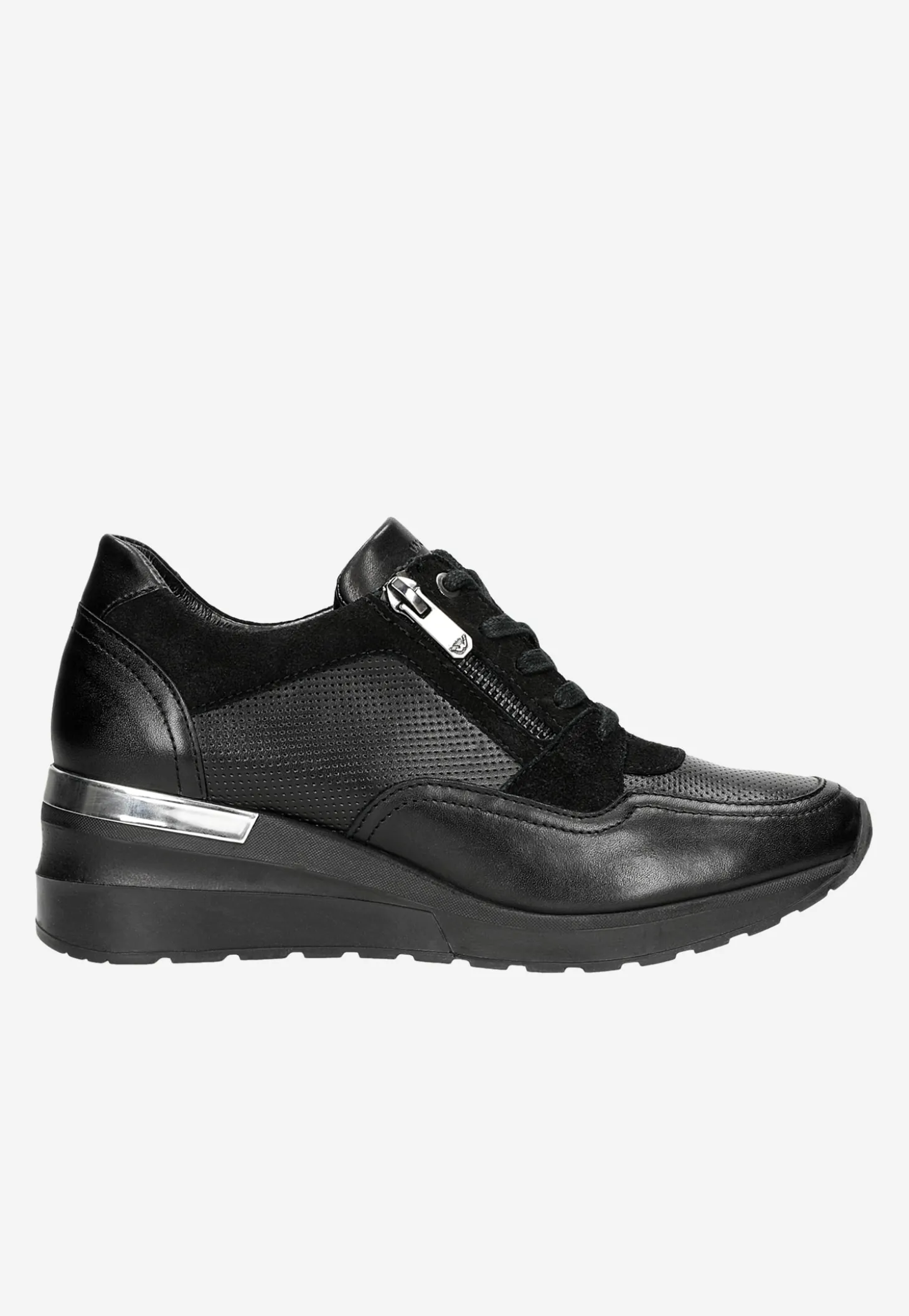 Czarne sneakersy damskie z ozdobnym zamkiem