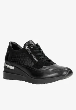 Czarne sneakersy damskie z ozdobnym zamkiem
