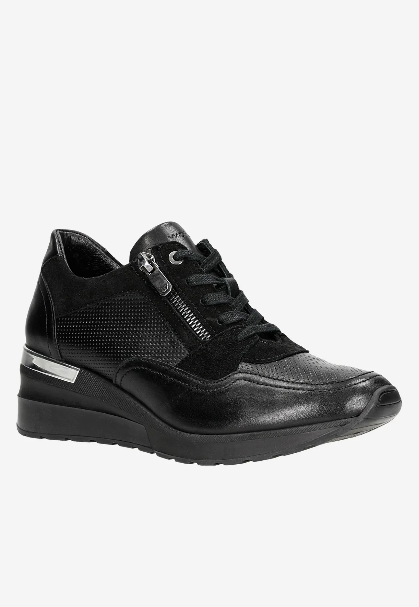 Czarne sneakersy damskie z ozdobnym zamkiem