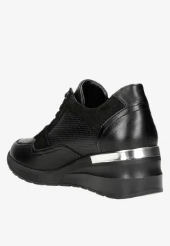 Czarne sneakersy damskie z ozdobnym zamkiem