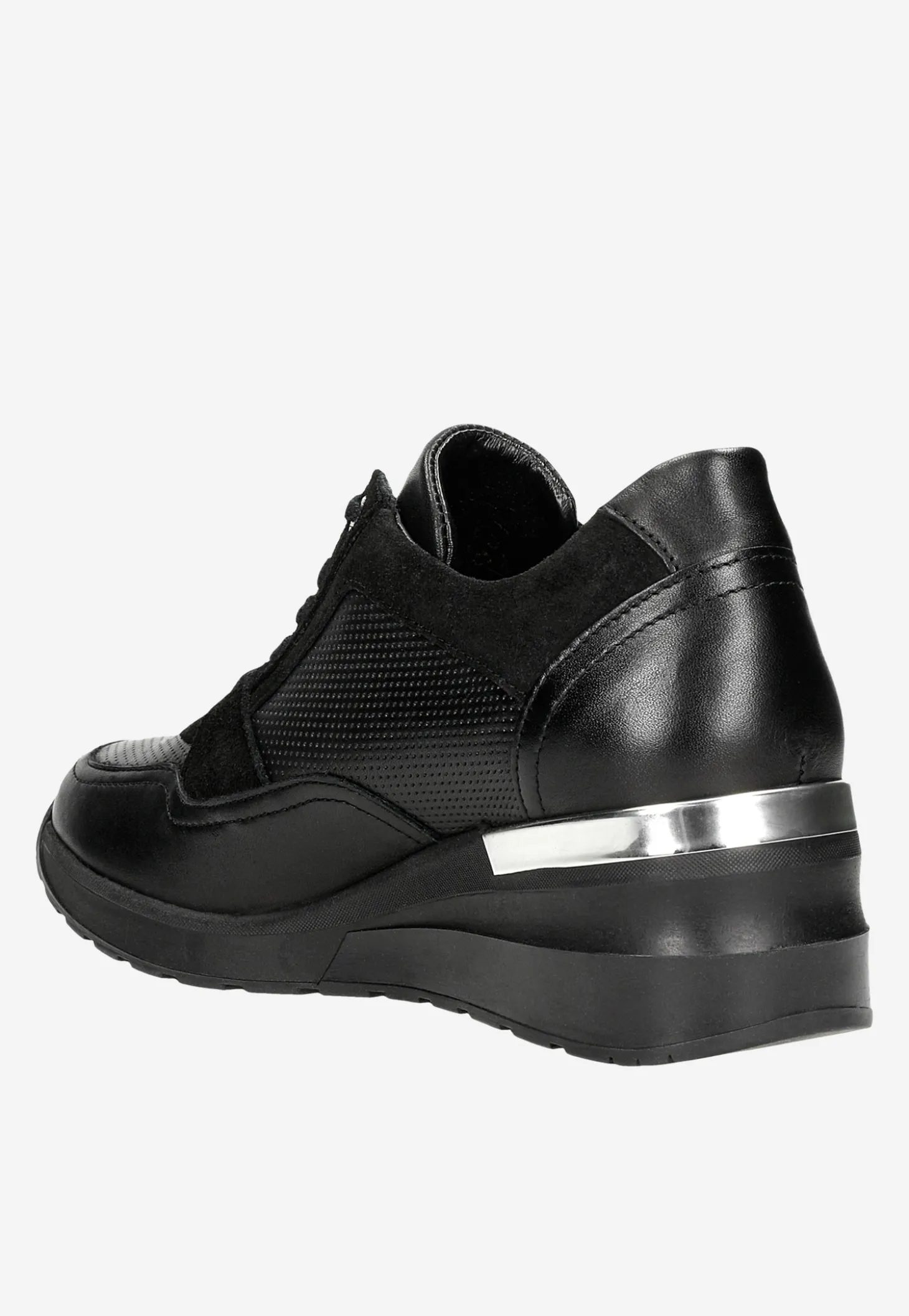 Czarne sneakersy damskie z ozdobnym zamkiem