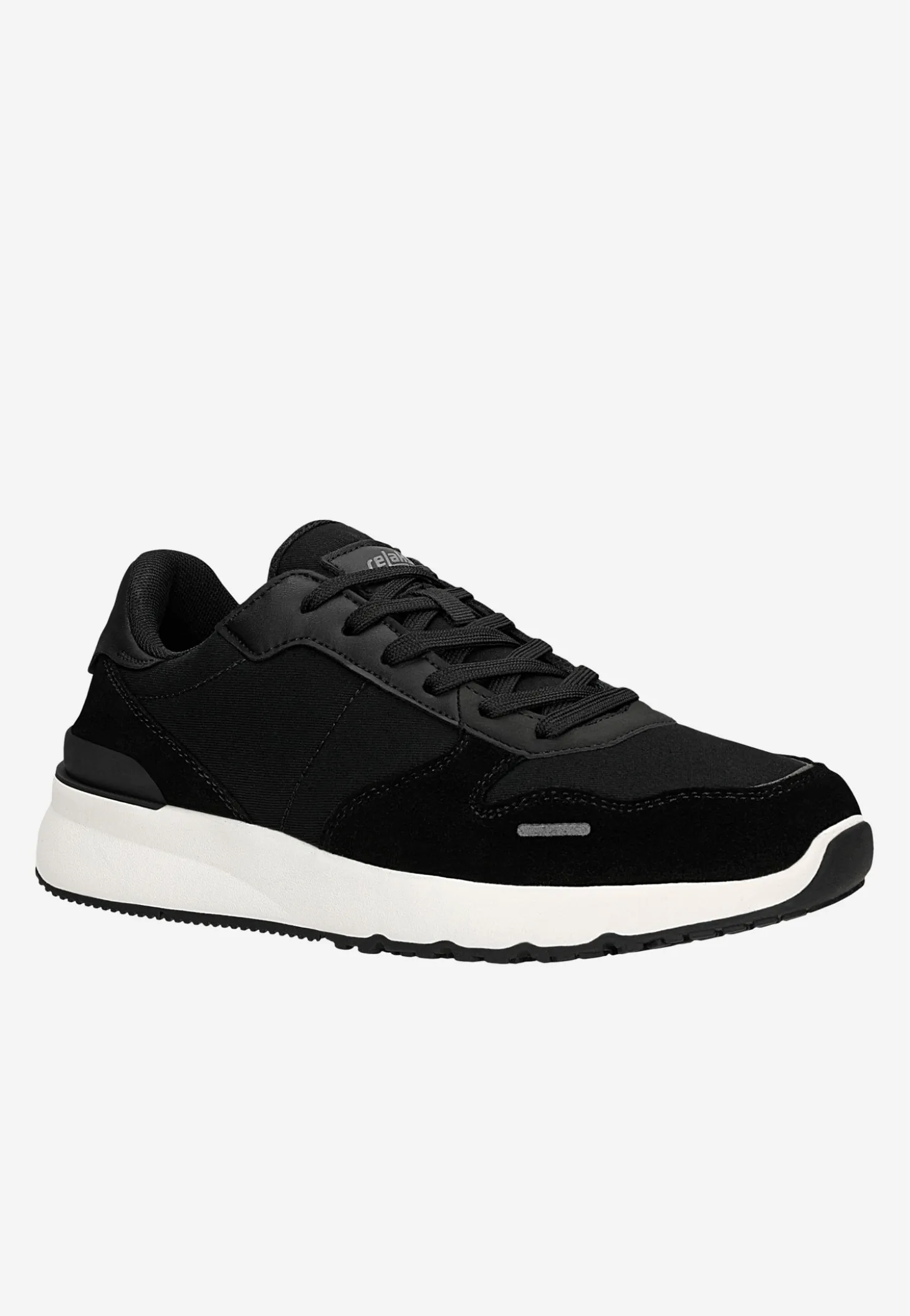 Czarne sneakersy męskie RELAKS na białej podeszwie