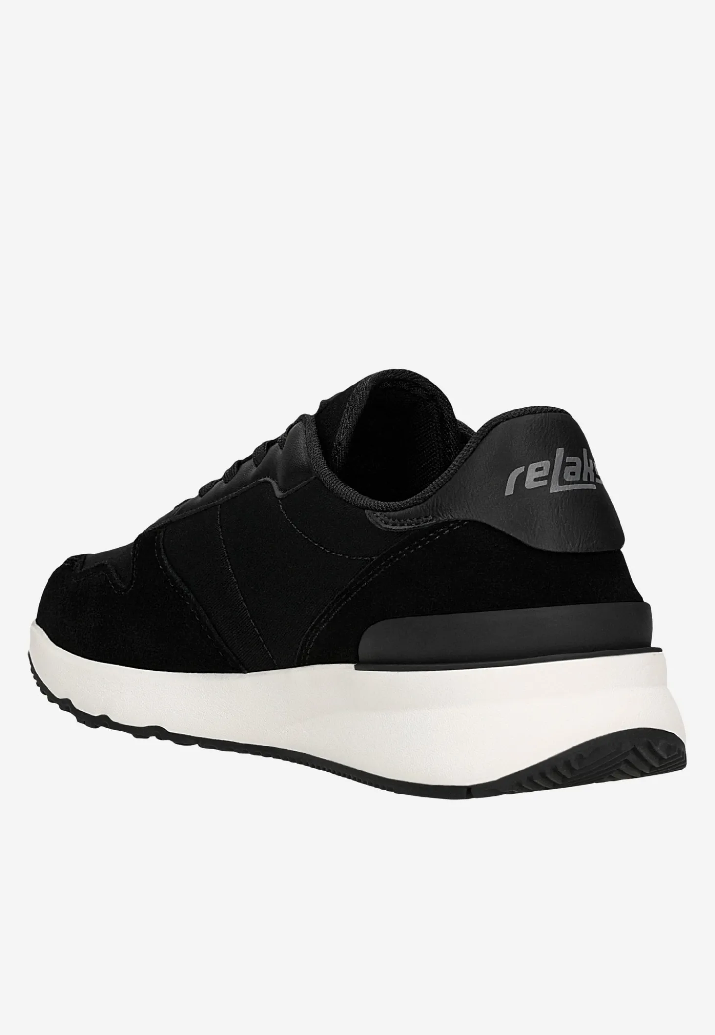 Czarne sneakersy męskie RELAKS na białej podeszwie