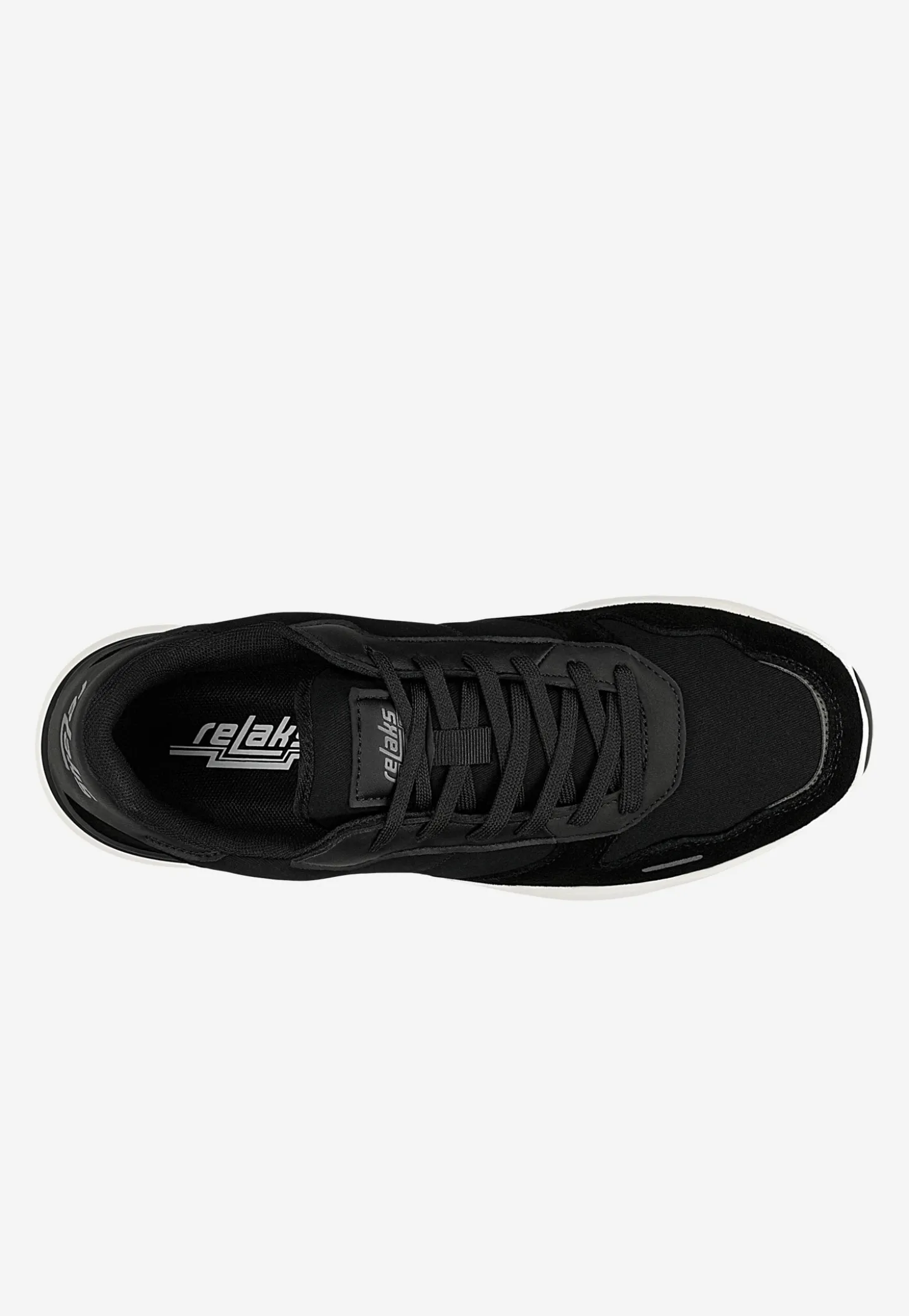 Czarne sneakersy męskie RELAKS na białej podeszwie