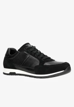 Czarne sneakersy męskie z łączonych skór