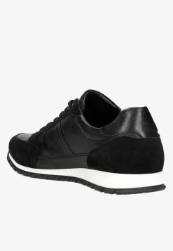 Czarne sneakersy męskie z łączonych skór